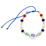 Cuban Bracelet with Flag and Evil Eyes